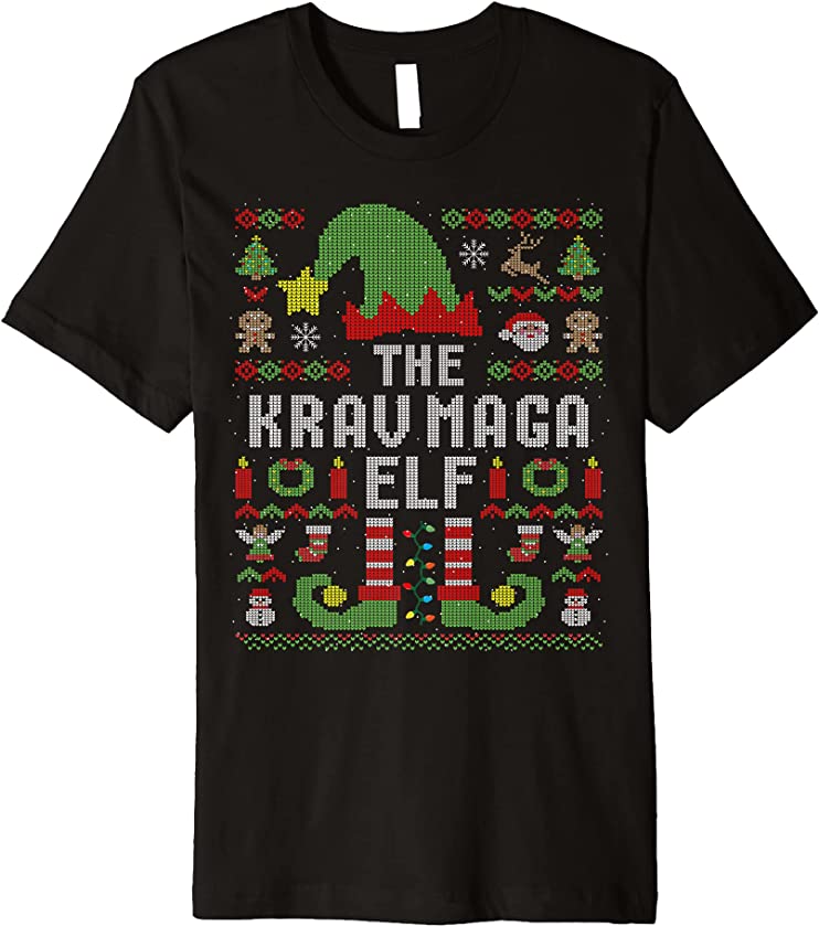 The Krav Maga Elf Ugly Christmas Matching Family Group Premium T-Shirt