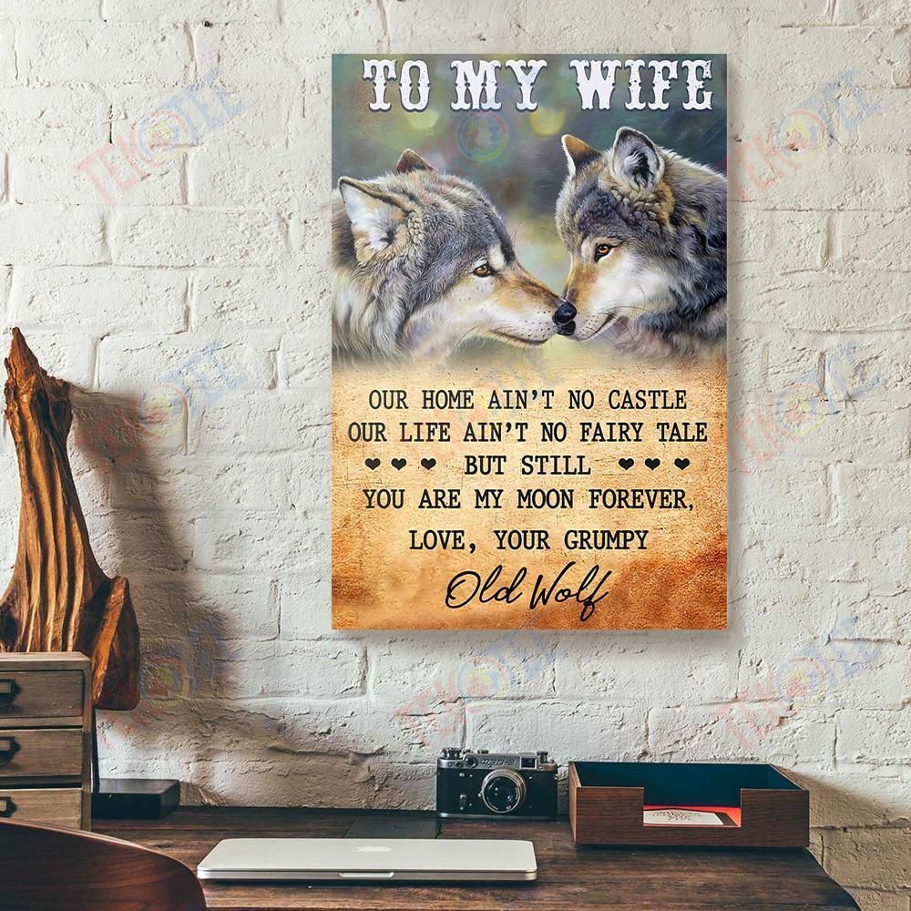 Canvas Artwork To My Wife Our Home Aint No Castle Wolf Couple Vertical Canvas Wall Art Stunning� Canvas Home Decoration