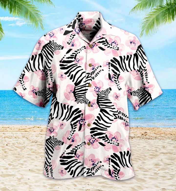 Zebra On Pink Flowers Hawaiian Shirt 3D Hawaiian Shirt