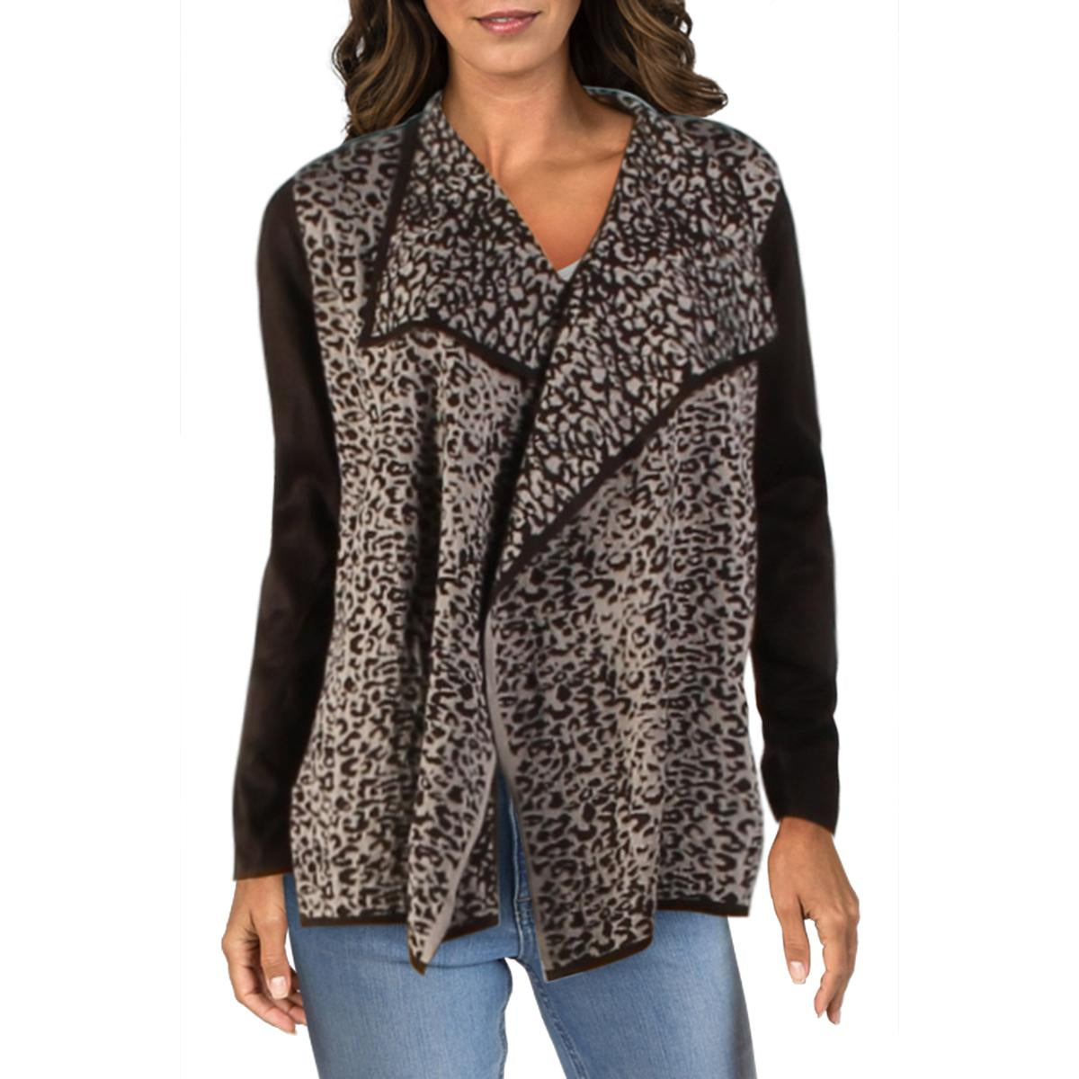 Womens Animal Print Shawl Cardigan Sweater