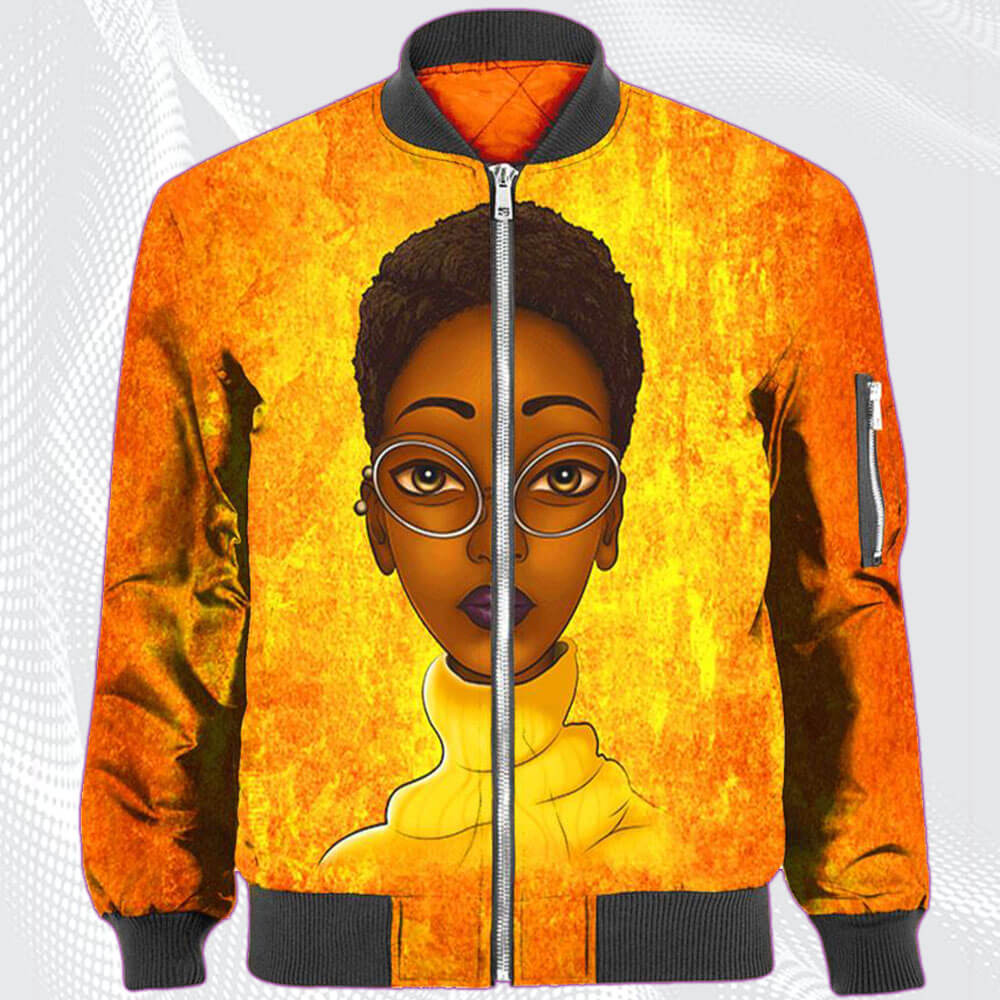 African American Dresses Cute Black Girl Short Hair Beauty Educated Brown Skin All Over Print Womens Hooded Sweatshirt Afrocentric Clothing