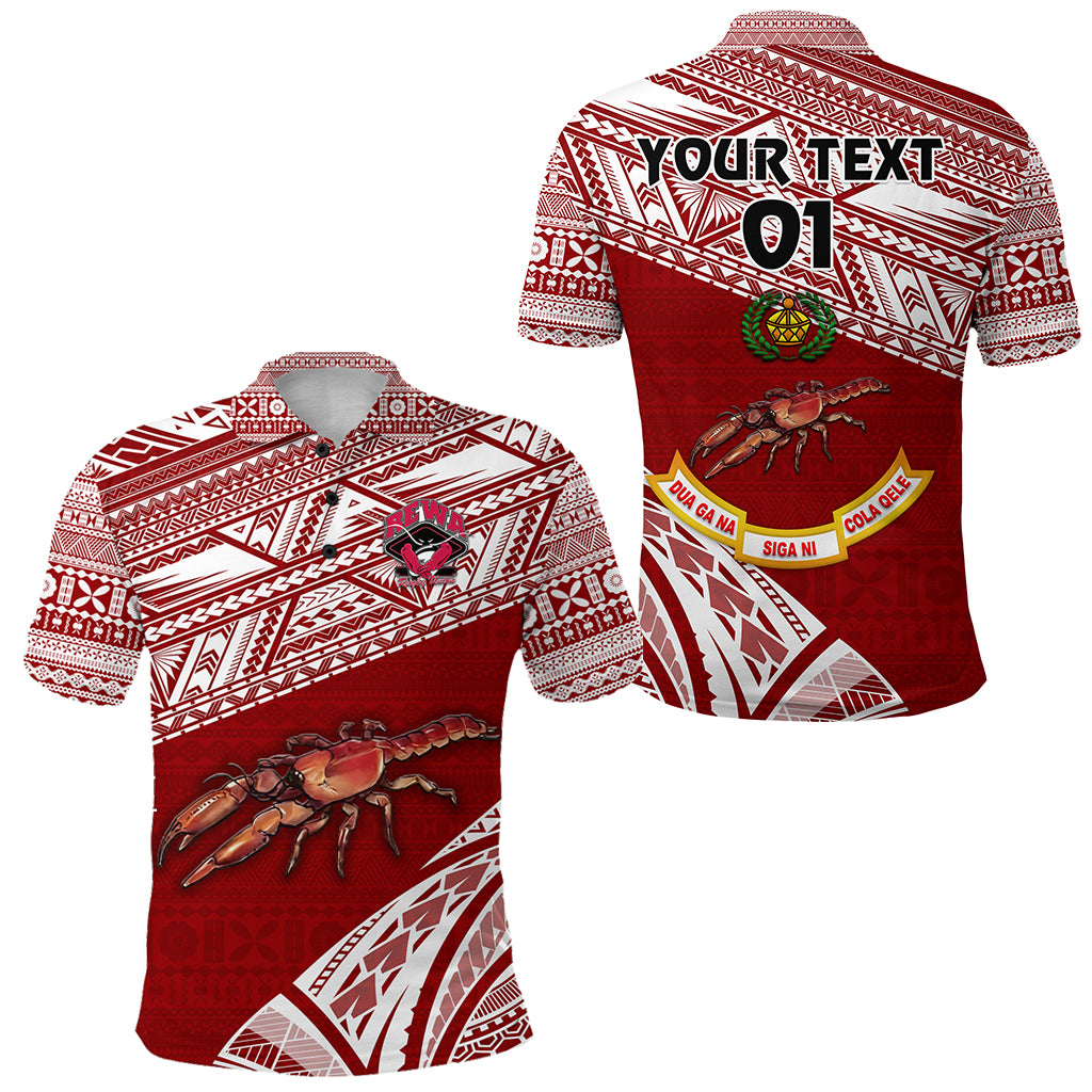(Custom Personalised) Fiji Rewa Rugby Union Polo Shirt Special Version – Red, Custom Text And Number Lt8