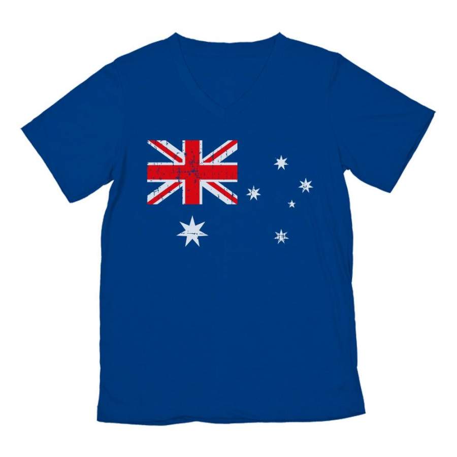 Australian Flag Vintage Style V-Neck T-Shirt