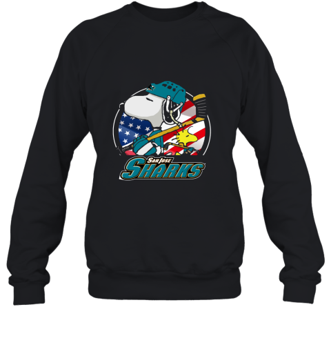 Sanjose Sharks Ice Hockey Snoopy And Woodstock 2D Sweatshirt