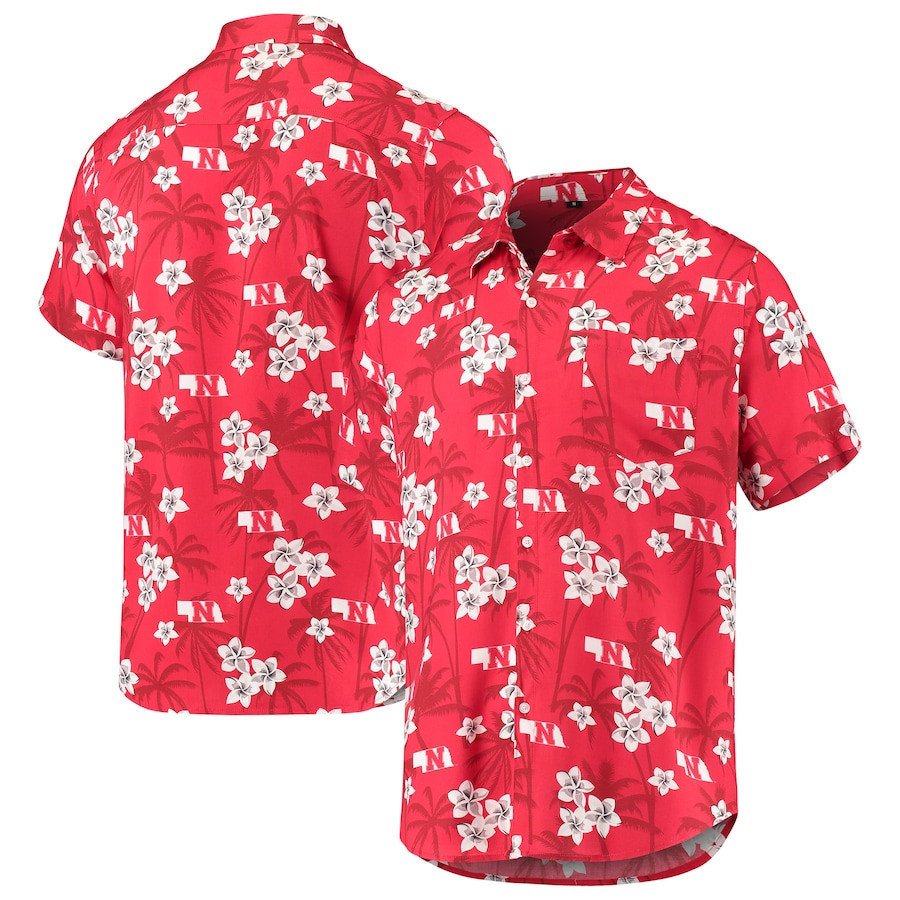 Nebraska Huskers Scarlet College Floral Hawaii Shirt Ha92691