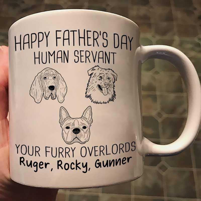 Good Morning Human Servant Dog Head Outline Gift For Dog Lover Personalized Mug