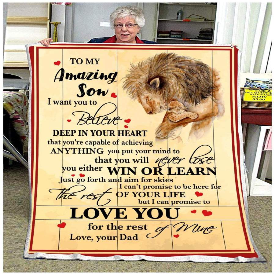 Lion Love You For The Rest Of Mine Dad Gift For Son Blanket