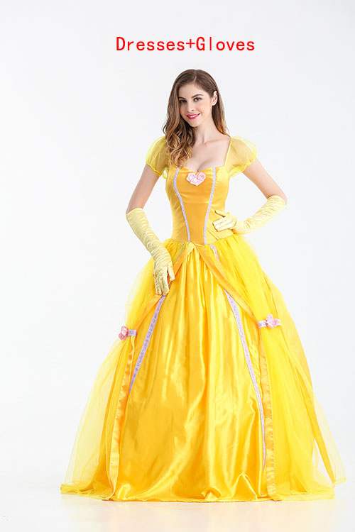 Yellow Fantasias Beauty and Beast Belle Princess Dress Adult Fancy Party Christmas Halloween Dress Beauty Beast Cosplay Costumes alx