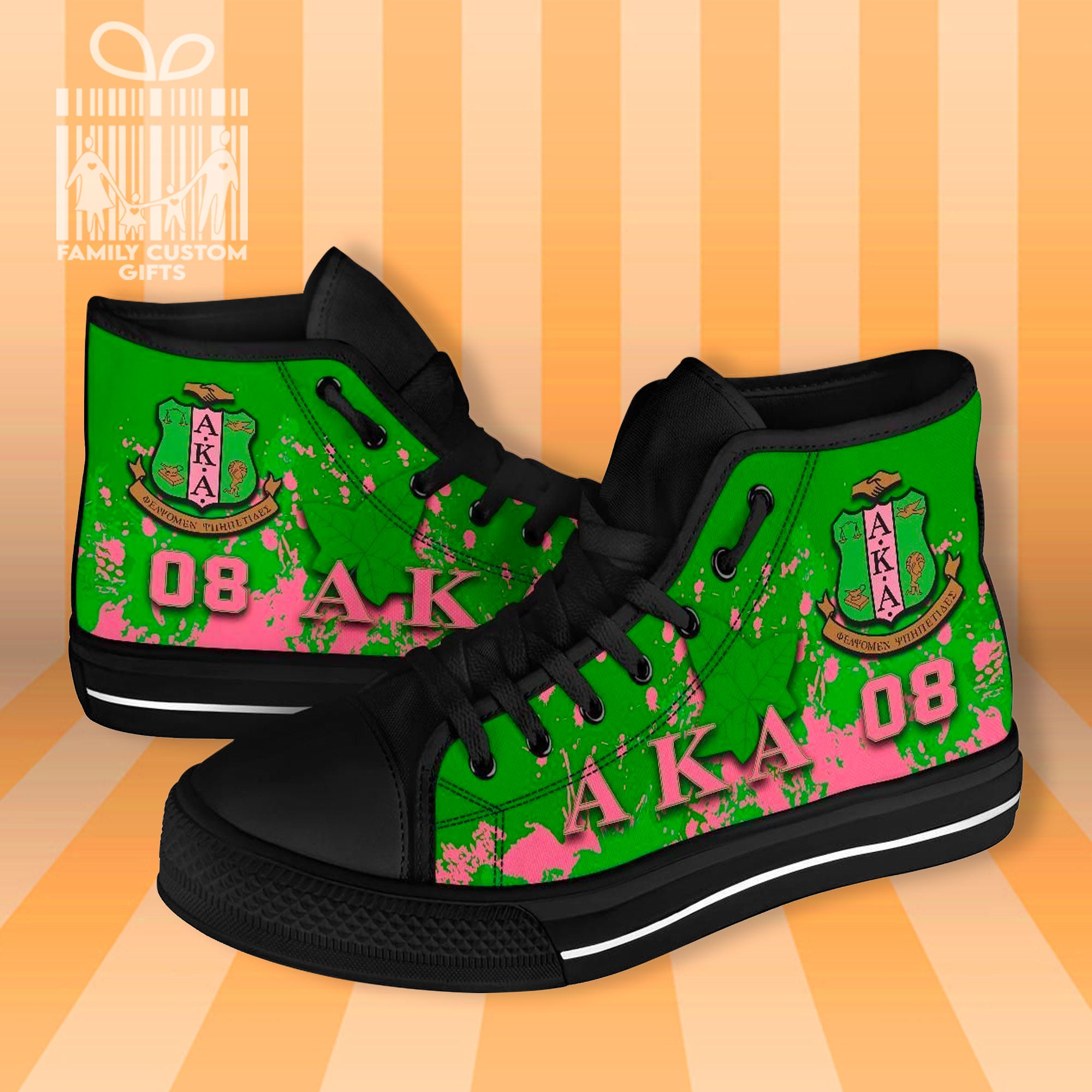 Alpha Kappa Alpha High Top Canvas Shoes For Men Women 3D Prints Fashion Sneakers Custom Shoes