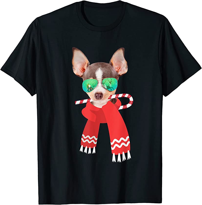 Chihuahua Sunglasses Christmas Chihuahua Lovers Puppy Owners T-Shirt