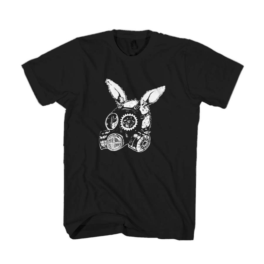 Post Apocalyptic Rabbit Original Art Bunny Steam Punk Gas Mask Watership Down Critical Eggplant Man’s T-Shirt