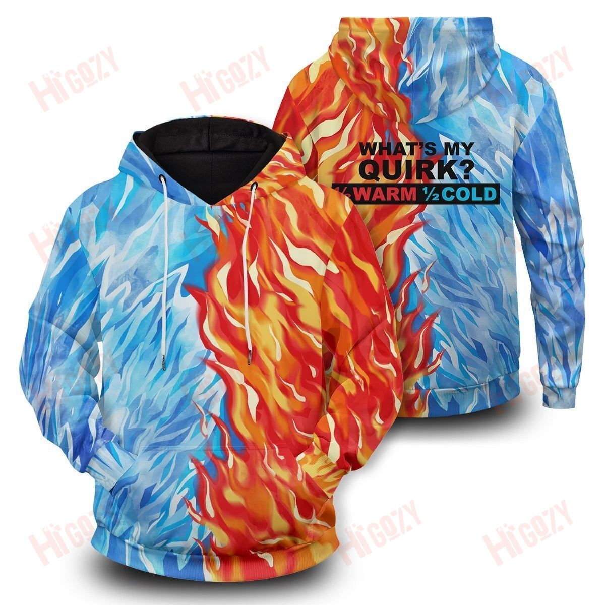 Fire And Ice Todoroki Shoto Unisex Pullover Hoodie, My Hero Academia Full Clothing - Tac106 X My Hero Academia Collection