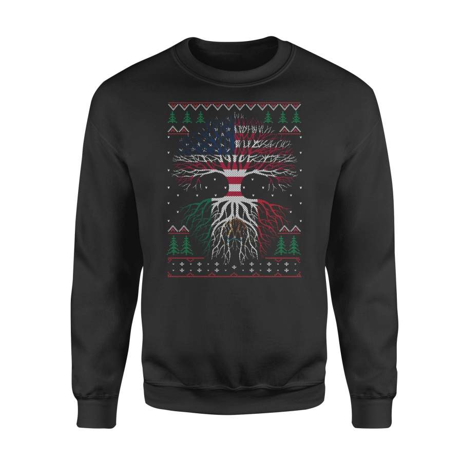 YOLOstuff Mexican Roots American US Grown Flag Ugly Christmas – Standard Fleece Sweatshirt