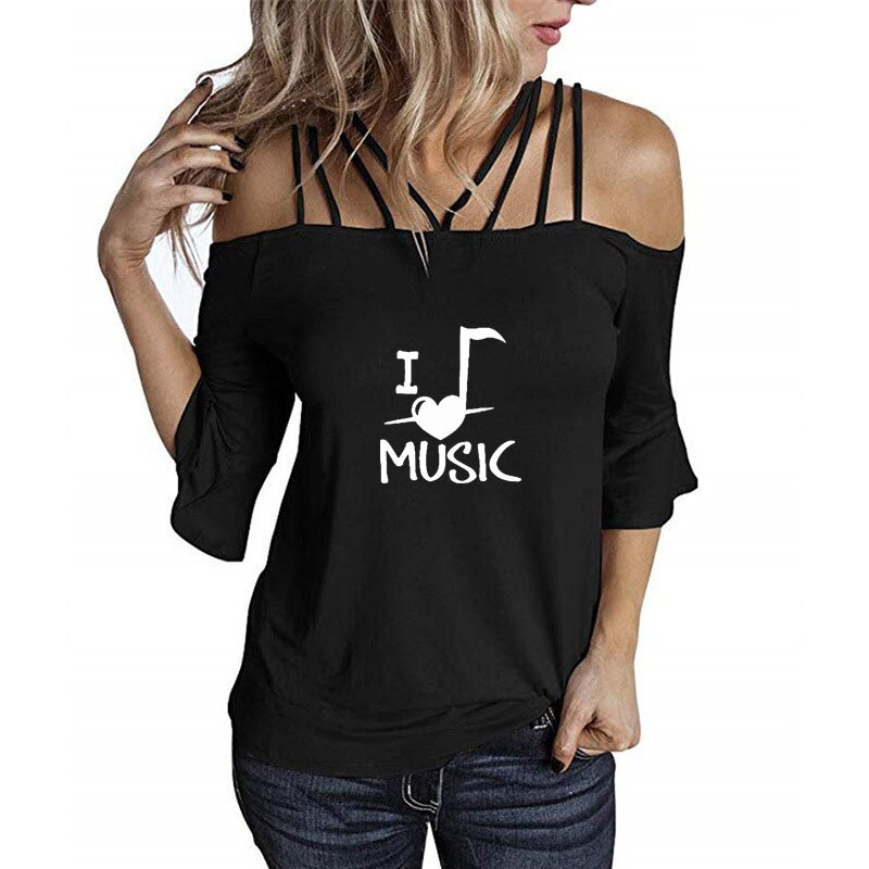I Love Music Flare Sleeve T-Shirt