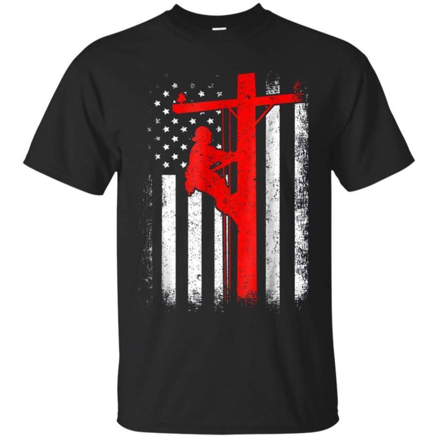 AGR Electric Cable Linemans Gift  Lineman American Flag Tshirt Jaq T-shirt