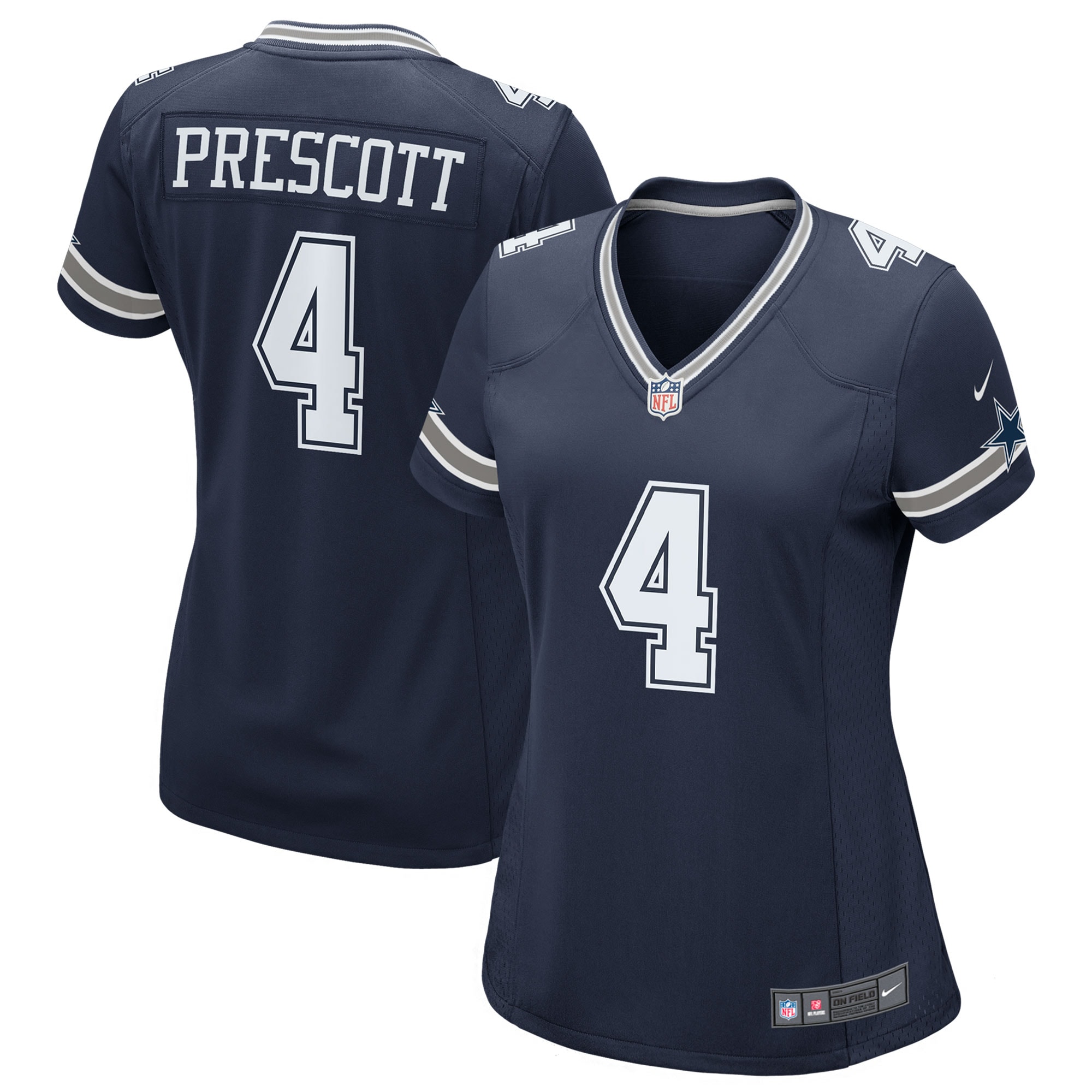 Women’s Dallas Cowboys Dak Prescott Navy Game Team Jersey