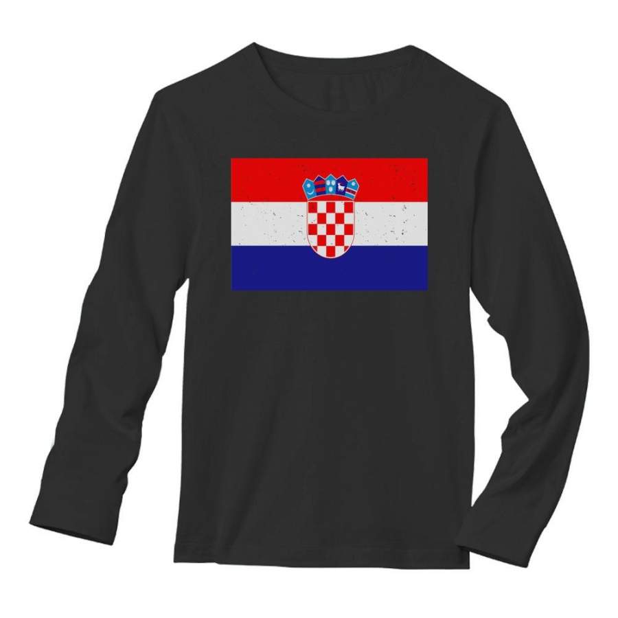 Vintage Croatia Flag Long Sleeve T-Shirt