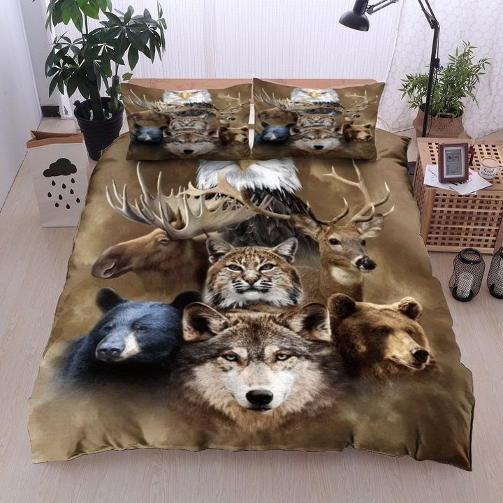 3D Animals In The Forest Cotton Bed Sheets Spread Comforter Duvet Cover Bedding Sets