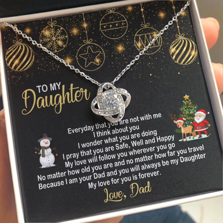 Gold Necklace To My Daughter, Everyday That You Are Not With Me, Gift For Daughter, Gift For Christmas – Love Knot Necklace