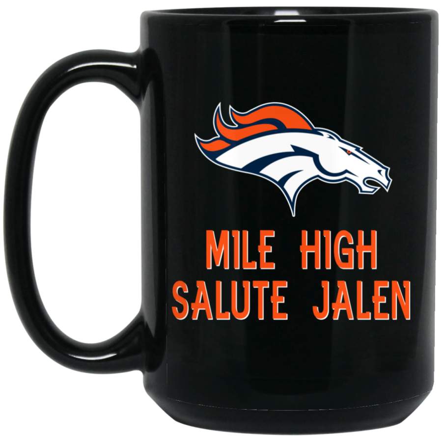 Custom Personalized Denver Broncos New Logo Orange-White Mile High Salute Jalen BM15OZ 15 oz. Black Mug