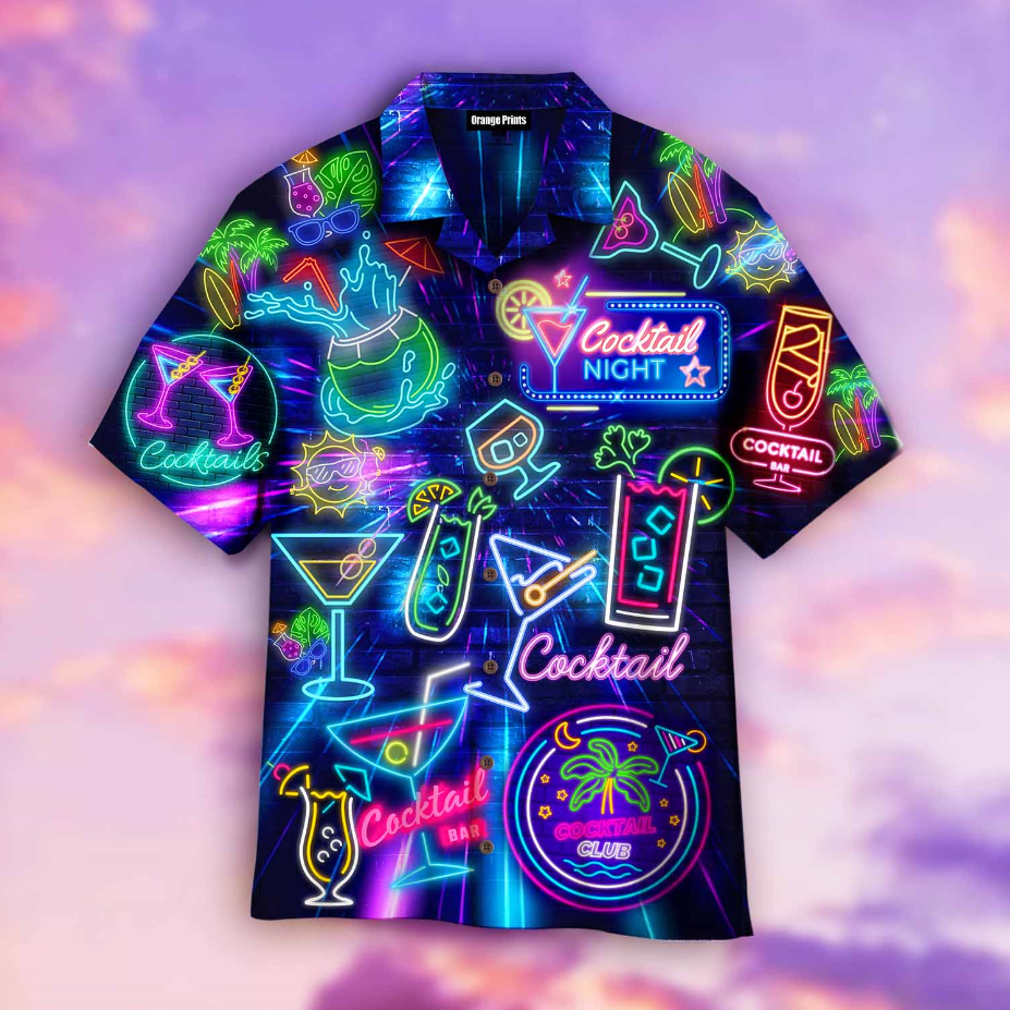 Cocktail Night Neon Hawaii Shirt For Men Women Ha27761