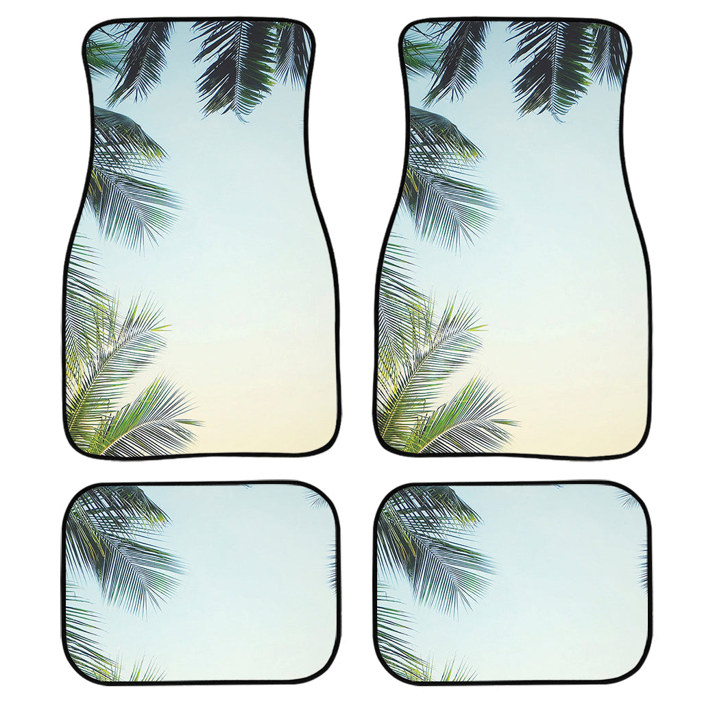 Vintage Coconut Tree Print Front And Back Car Floor Mats, Front Car Mat