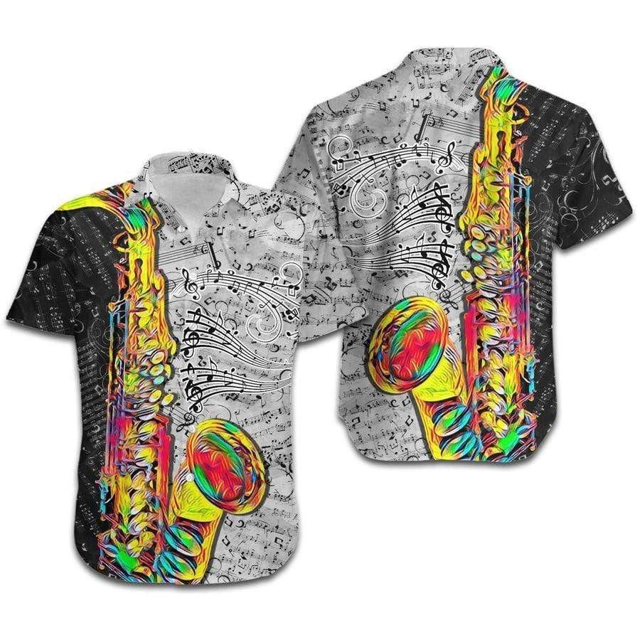 Saxophone Colorful Line Music Note Hawaii Shirt Unisex Adult Ha55811