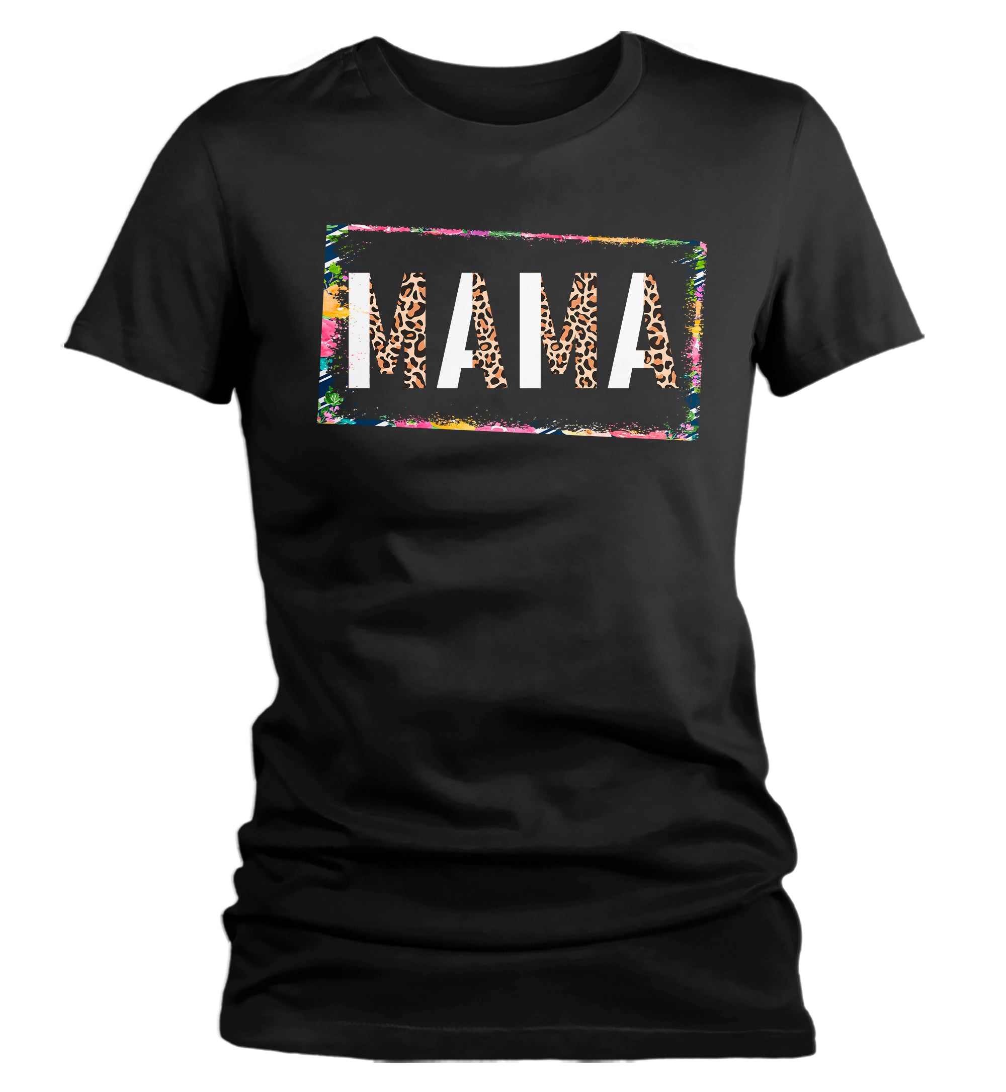 Women’S Mama Shirt Mother’S Day Gift Shirt For Mom Floral Boho Leopard Animal Print Tee Gift For Momma Mod Tee Ladies V-Neck