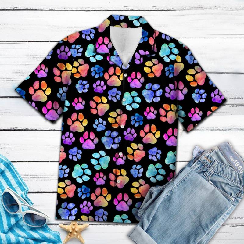 Dog Pawprint Colorful Hawaii Shirt Ha3620