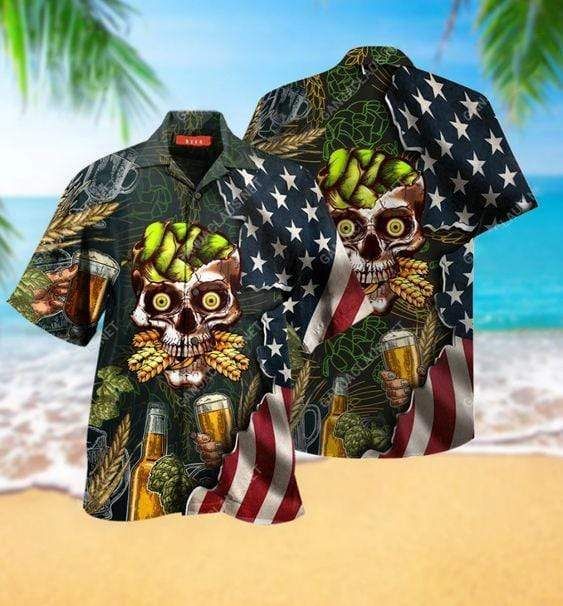 Order Hawaii Aloha Shirts Skull Beer Flag Ha65577