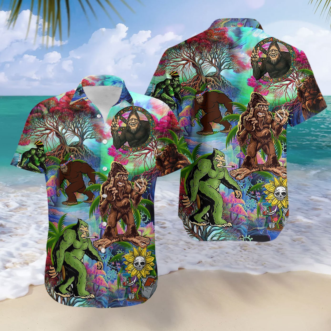 Amazing Big Foot Hippie Hawaiian Shirt Ha16654