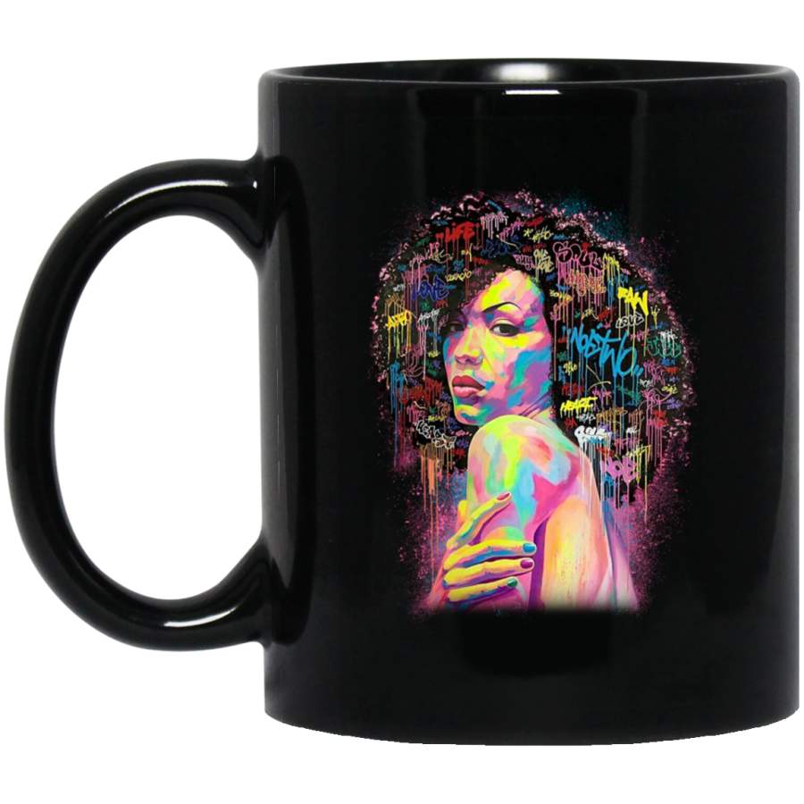 African American Coffee Mug African Girl Color Hair Color Afro Art For Women Girls 11oz – 15oz Black Mug