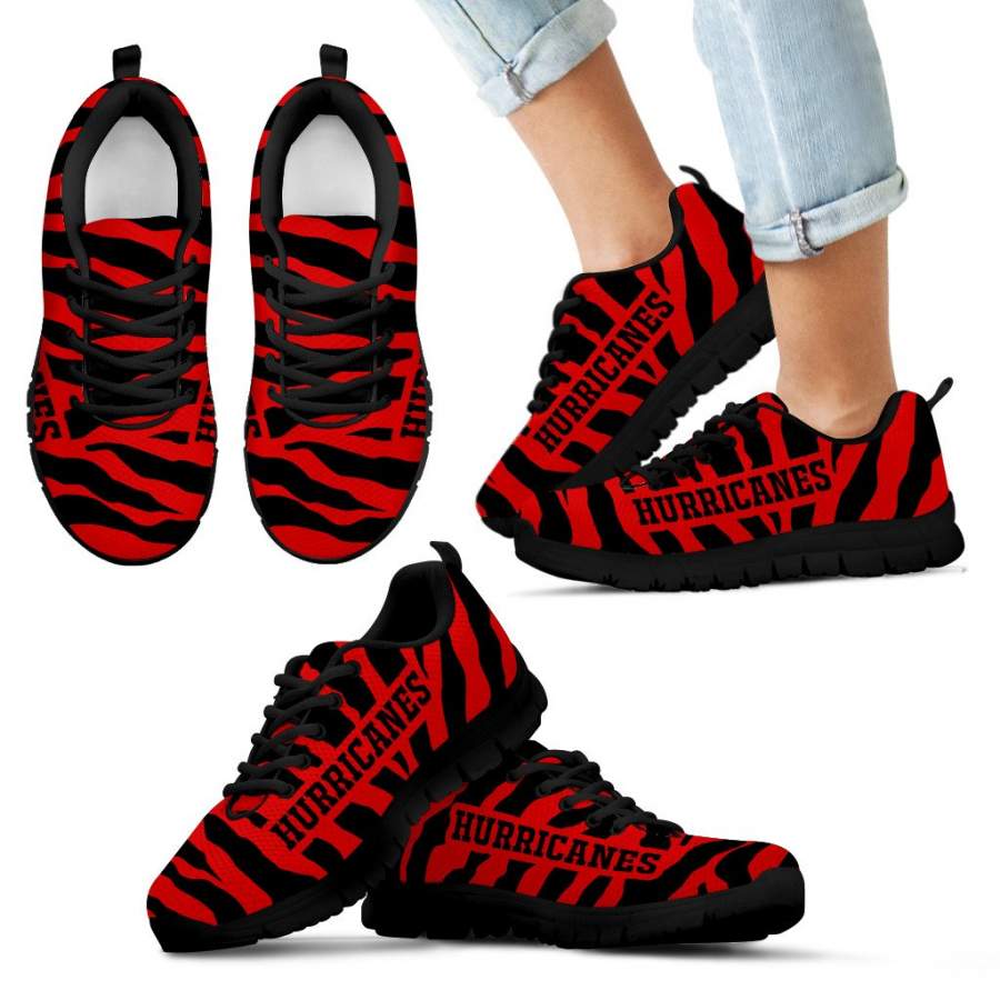 Tiger Skin Stripes Pattern Print Carolina Hurricanes Sneakers