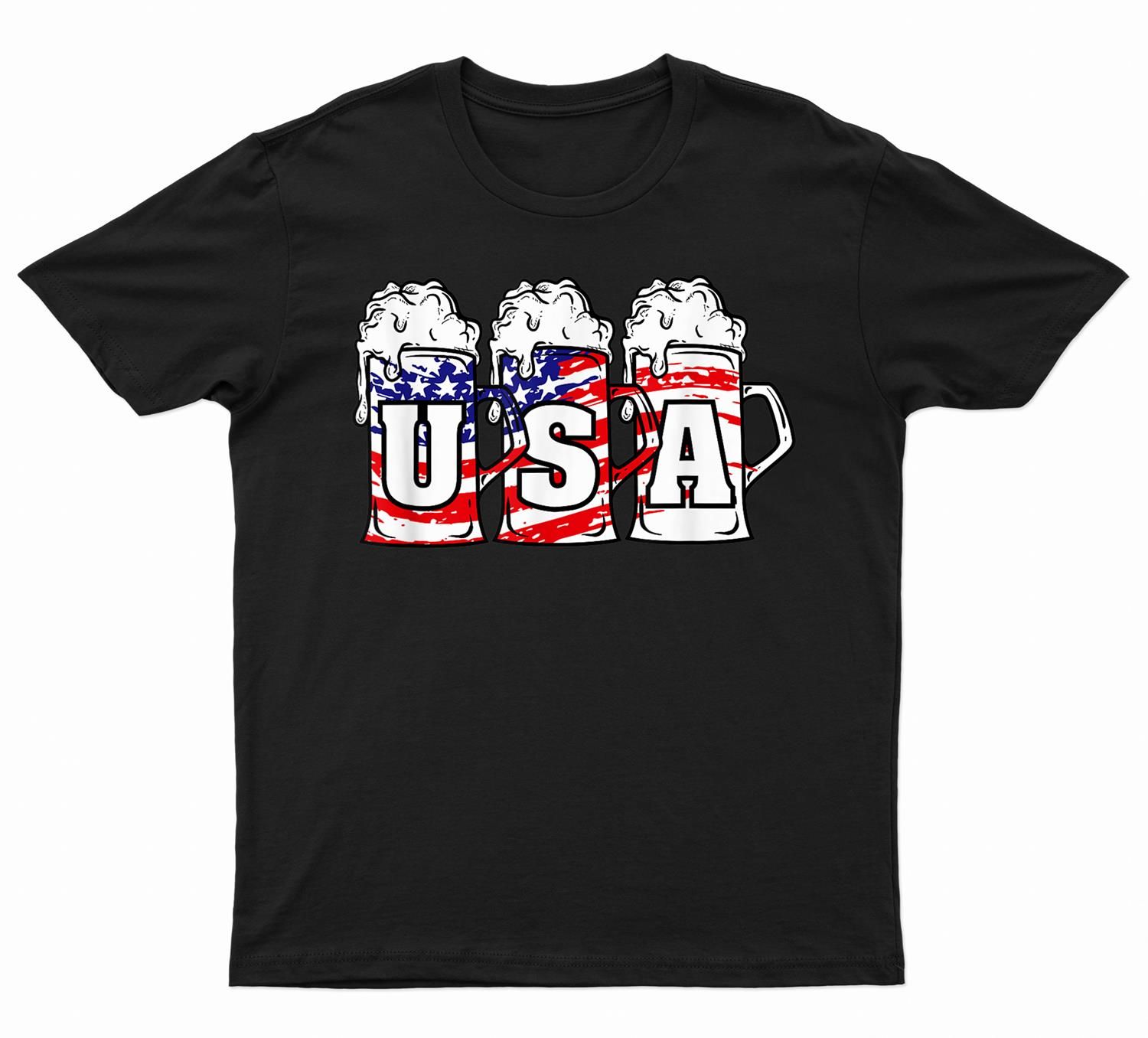 Mens 4Th Of July Usa Beer American Flag Women Merica T-Shirt
