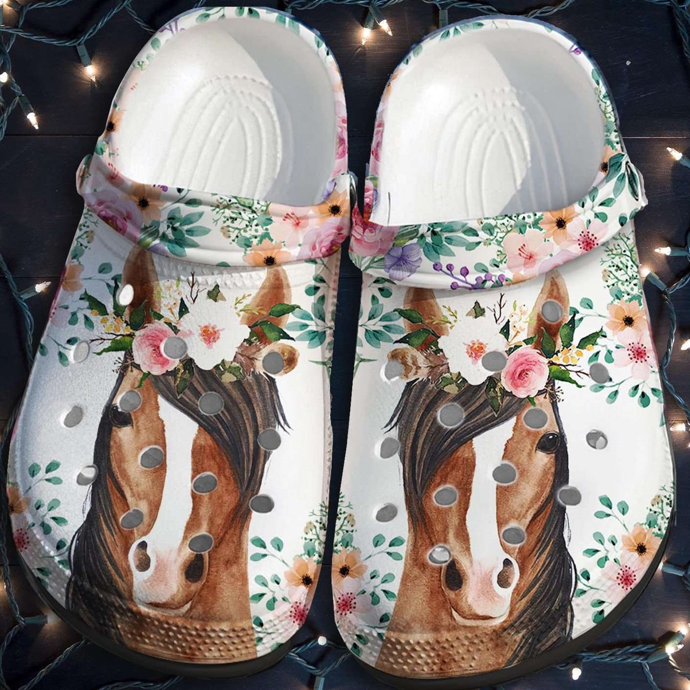 Horses Flower Floral Crocs Crocband Clog Shoes Fashionspicex Shop