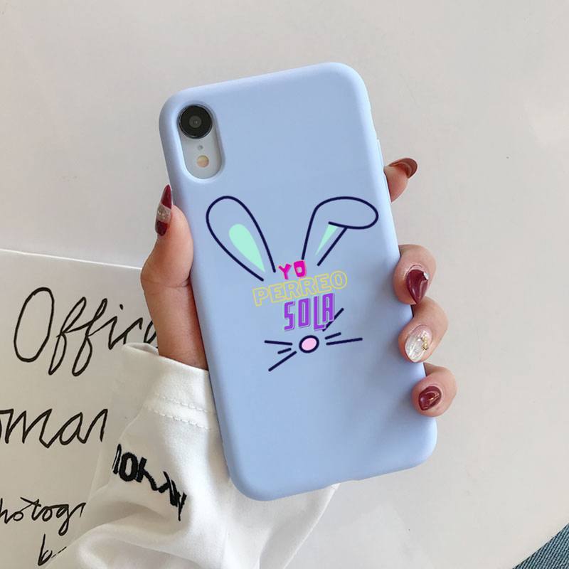 Bad Bunny Yonaguni Phone Case for iPhone 11 12 13 Mini Pro Xs Max 8 7 6 6S Plus X XR Solid Candy Color Case alx