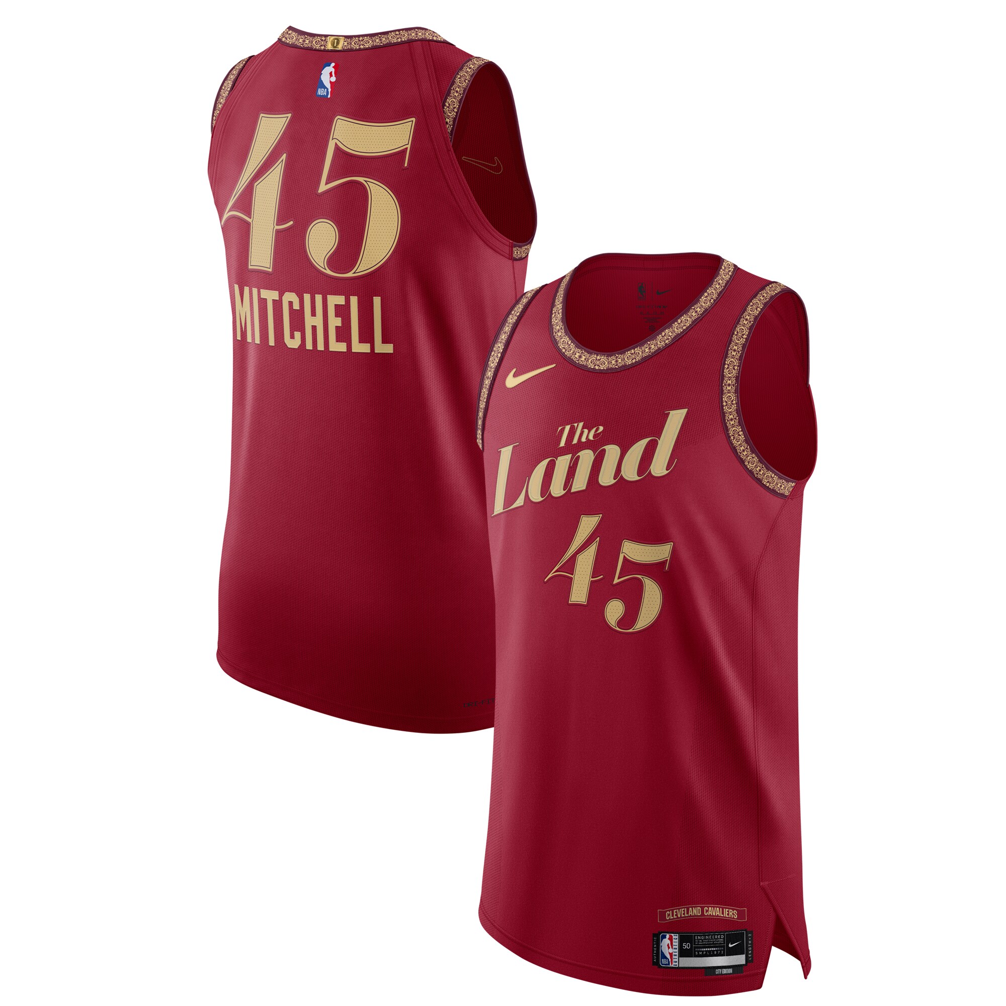 Donovan Mitchell Cleveland Cavaliers Authentic Jersey – City Edition – Wine