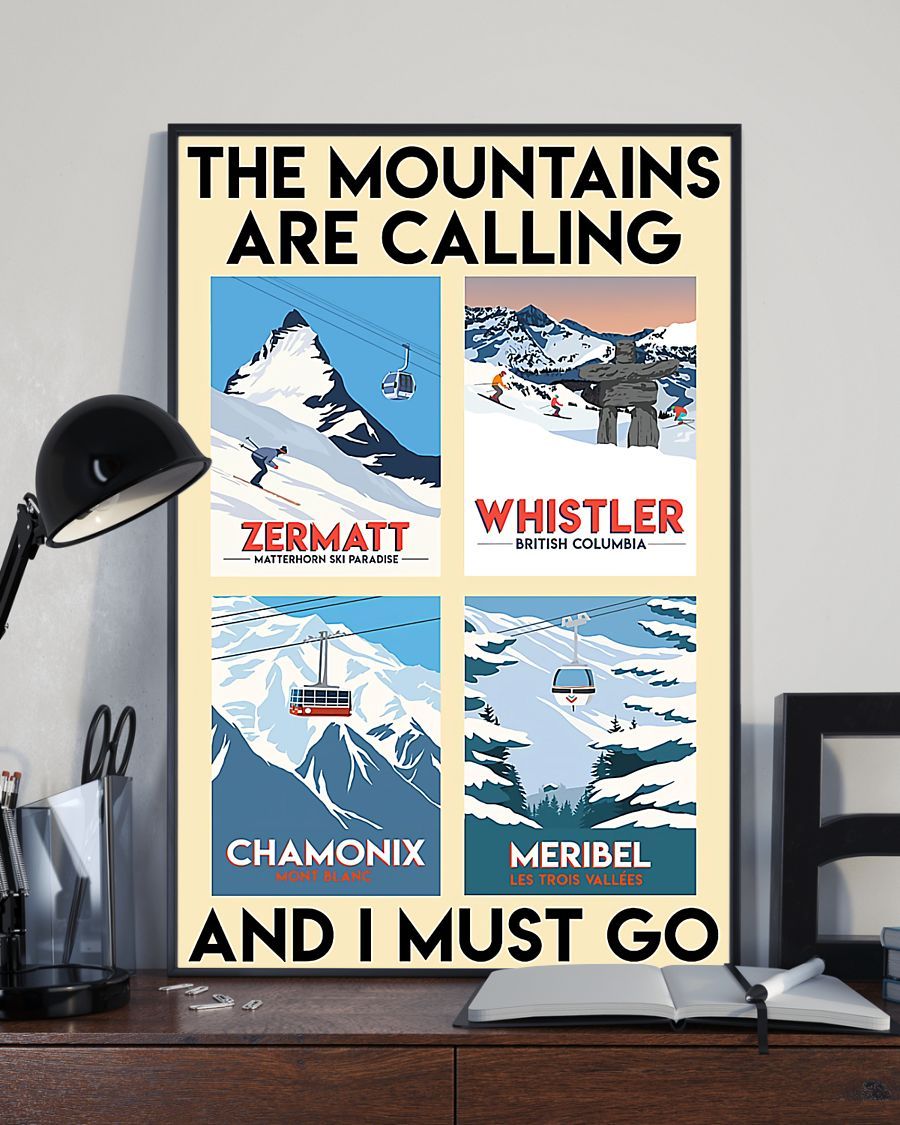 Skiing The Mountains Are Calling And I Must Go Vertical Canvas And Poster | Wall Decor Visual Art