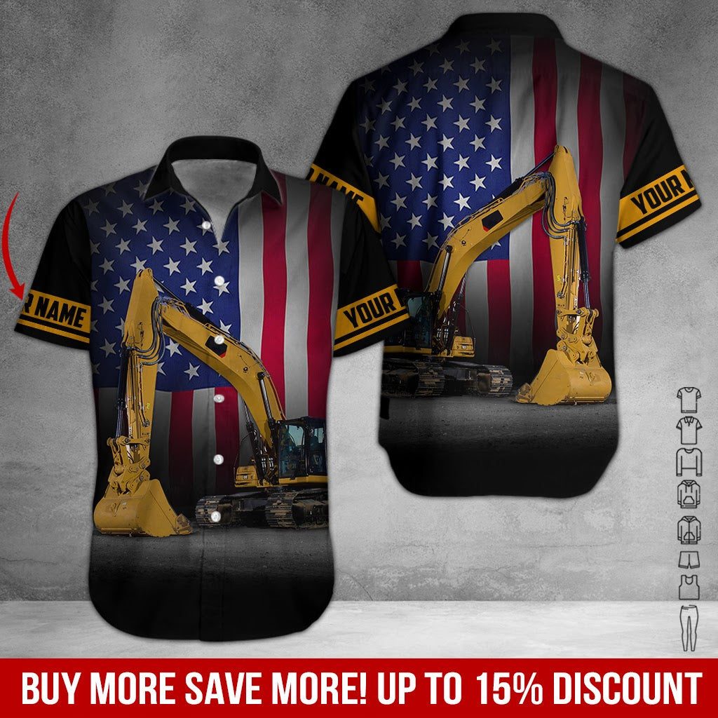 Excavator Style Custom Name Hawaii Shirt For Men Women Adult Ha23279