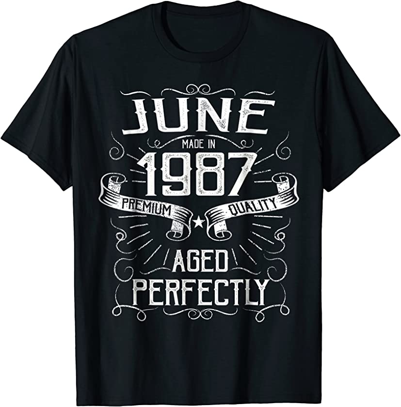 Vintage June Made in 1987 T-Shirt 31st Birthday Gift Tee