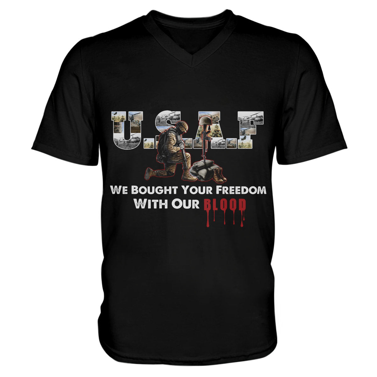 We Bought Your Freedom With Our Blood Veteran Shirt, Proud Usaf Unisex V-Neck T-Shirt