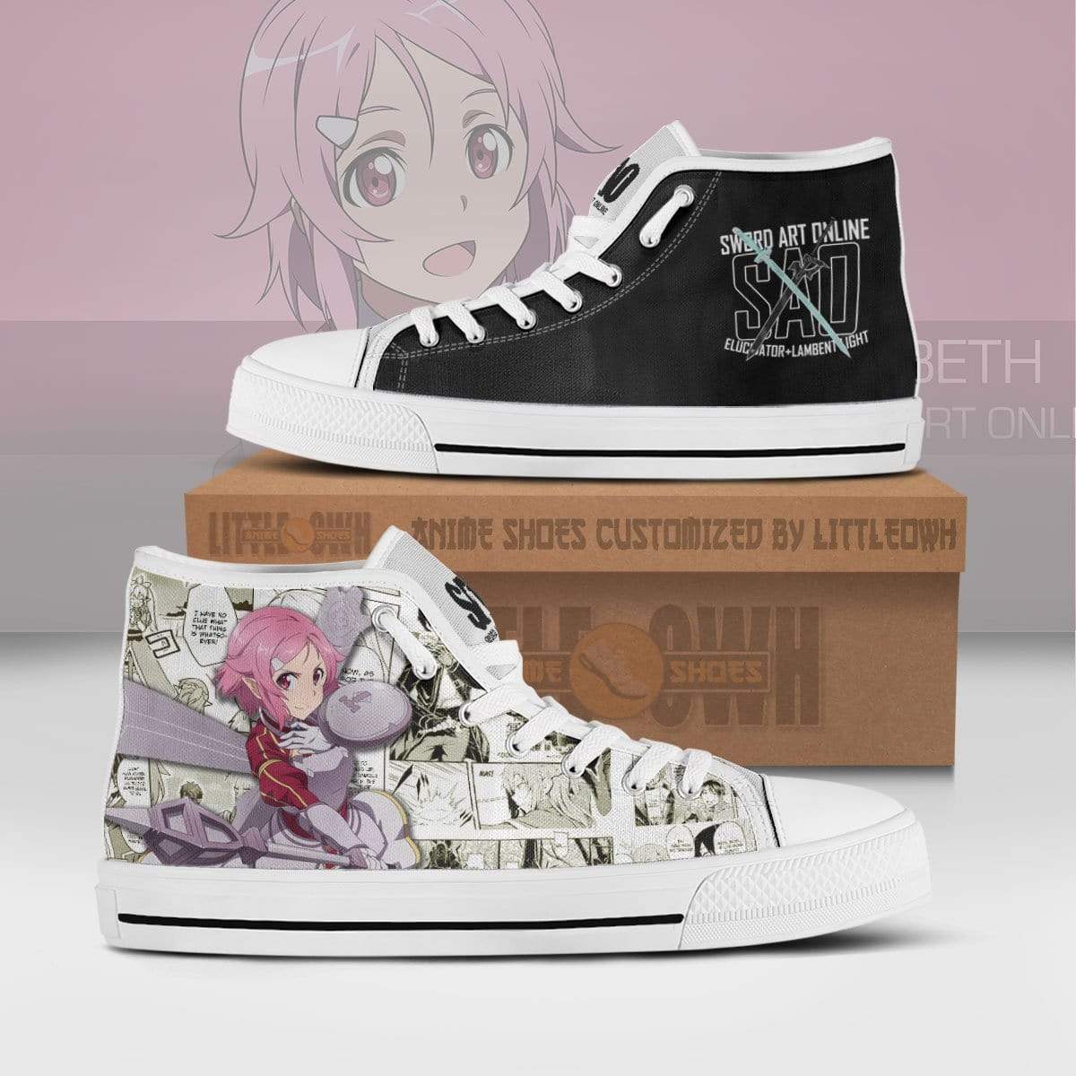 Shinozaki Rika High Top Canvas Shoes Custom Sword Art Online Anime ...