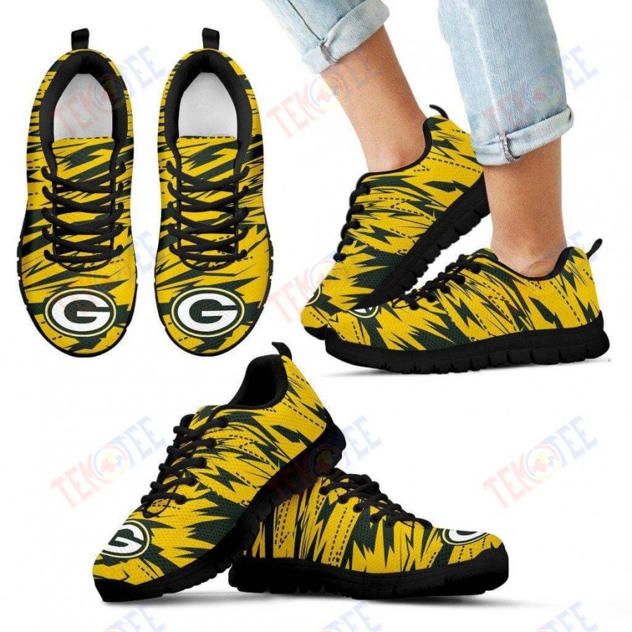 Mens Womens Green Bay Packers Sneakers Brush Strong Cracking Comfortable Running Shoes For Men Women TDT716