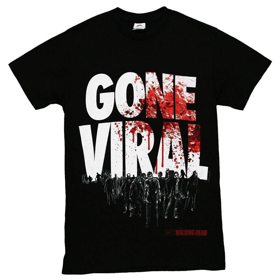 The Walking Dead Gone Viral Zombies Splatter Logo T-Shirt Mens Fashion Cotton Tee Shirts