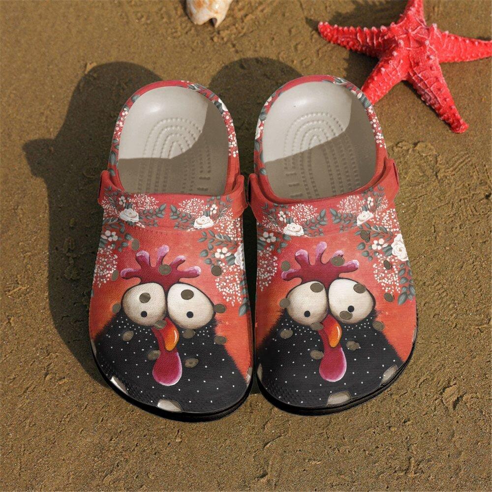 Chicken Personalized Clog, Custom Name, Text, Color, Number Fashion Style For Women, Men, Kid, Print 3D Red Chicken