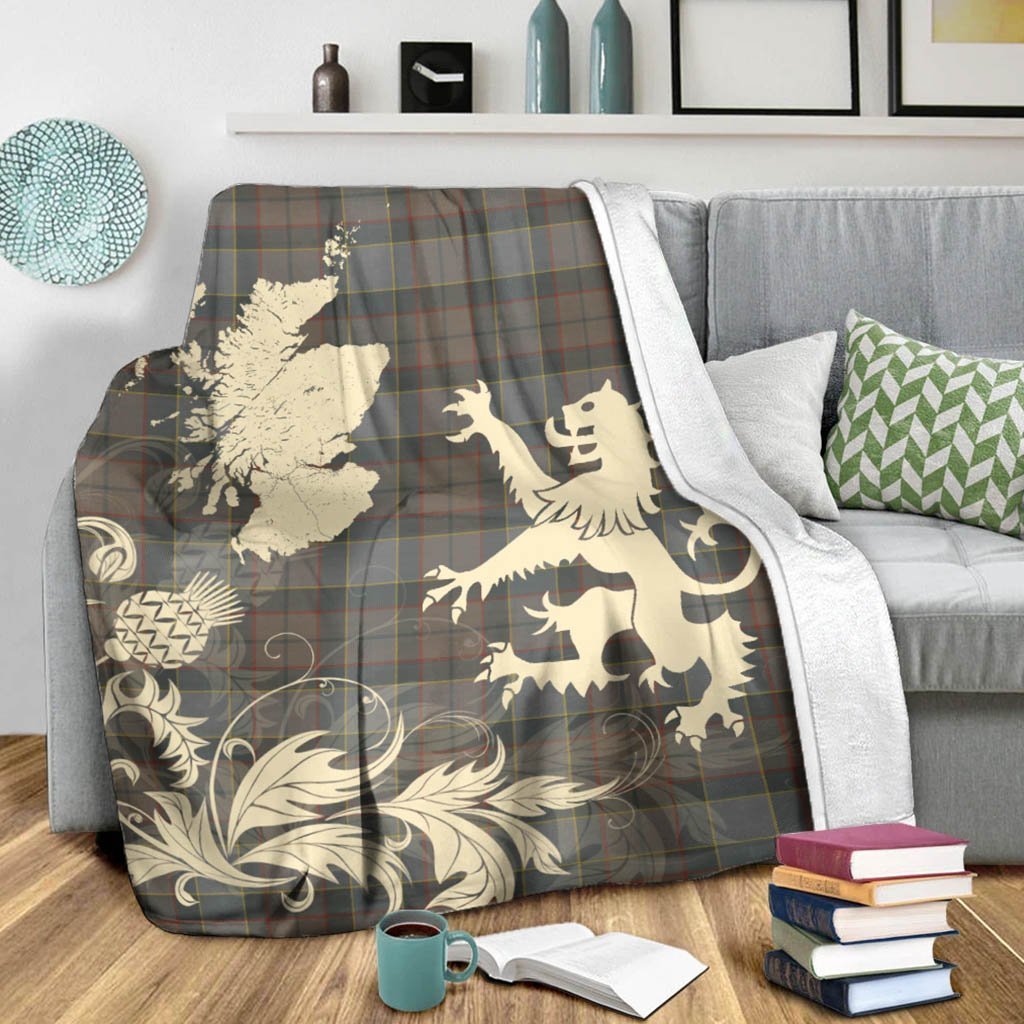 Tartan Blanket Outlander Fraser Tartan Scotland Lion Thistle Map Plaid Blanket