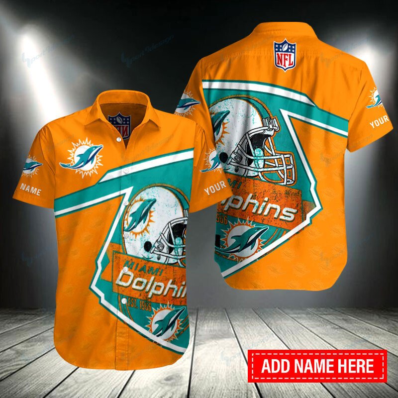 Miami Dolphins Personalized Button Shirt Bb272