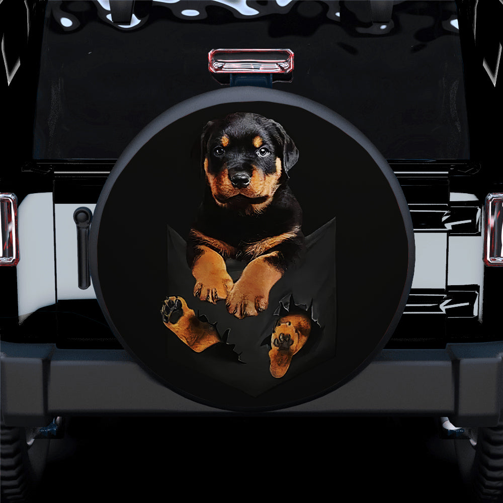 Rottweiler Puppy Dog Hanging Cute Jeep Car Spare Tire Covers Gift For Campers