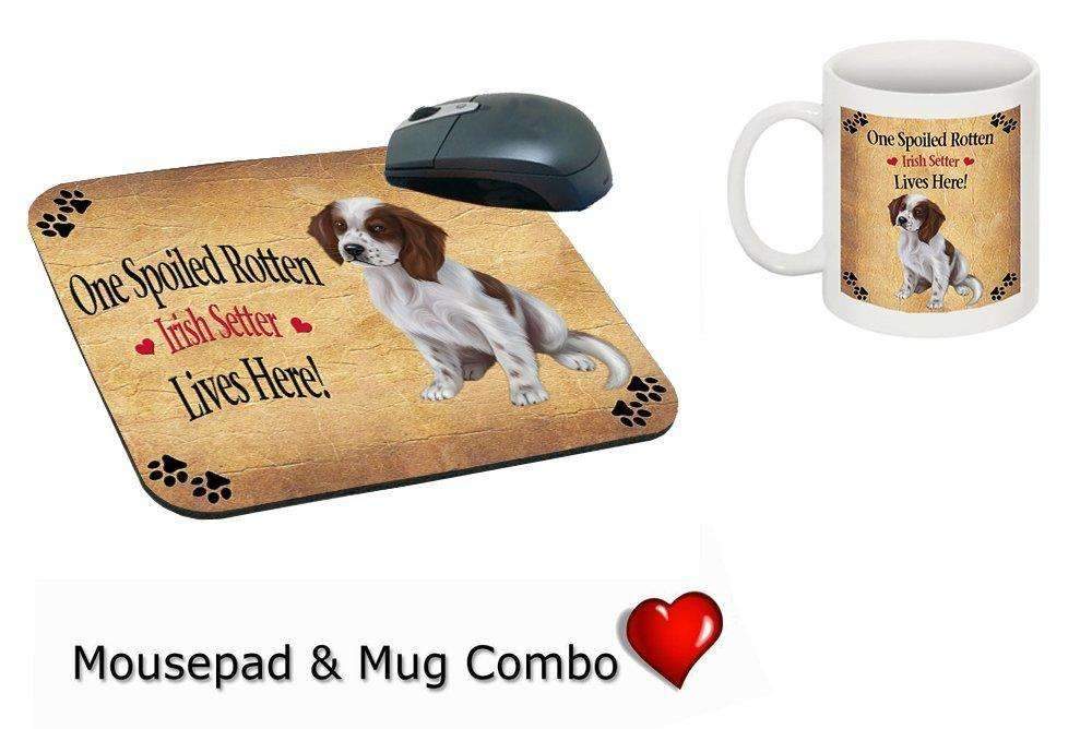 Red And White Irish Setter Puppy Spoiled Rotten Dog Mug & Mousepad Combo Gift Set