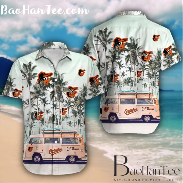 Baltimore Orioles Hawaiian Shirt, Vintage Baseball Aloha Shirt, Tropical Orioles Fan Gift